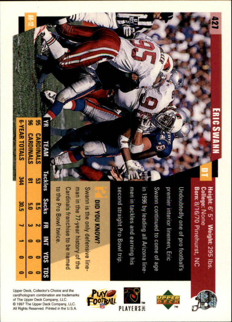1997 Collector's Choice #427 Eric Swann back image