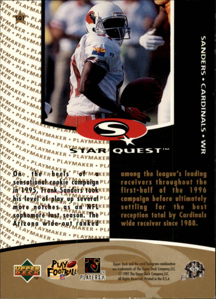 1997 Collector's Choice Star Quest #SQ1 Frank Sanders back image