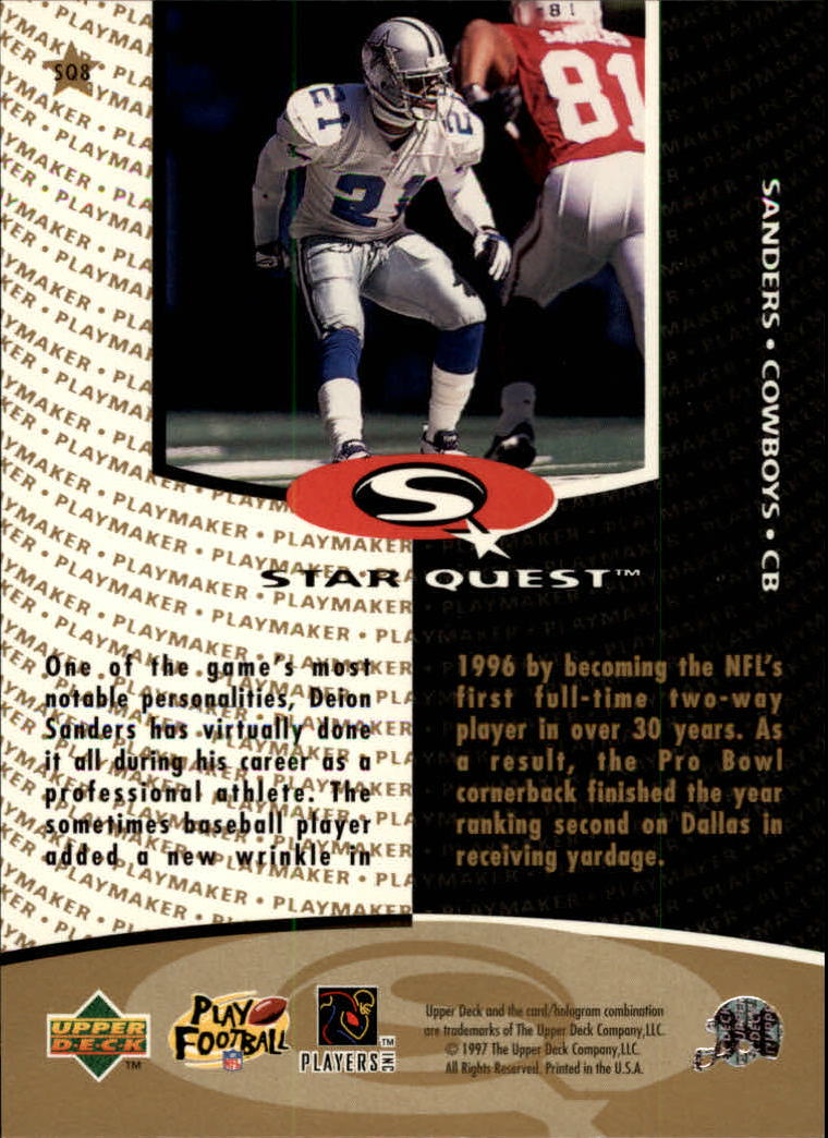 1997 Collector's Choice Star Quest #SQ8 Deion Sanders back image