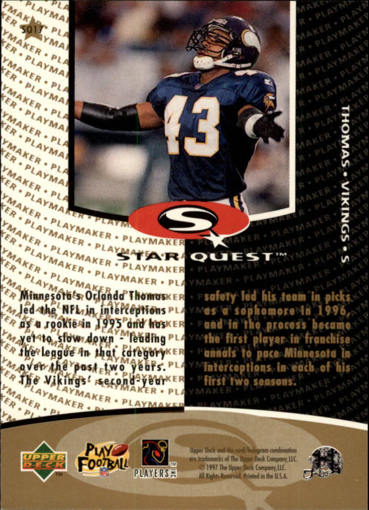1997 Collector's Choice Star Quest #SQ17 Orlando Thomas back image