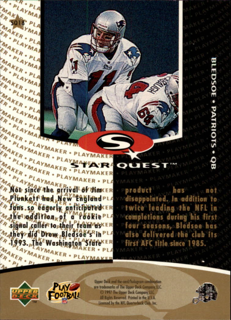 1997 Collector's Choice Star Quest #SQ18 Drew Bledsoe back image