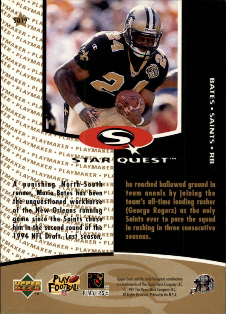 1997 Collector's Choice Star Quest #SQ19 Mario Bates back image