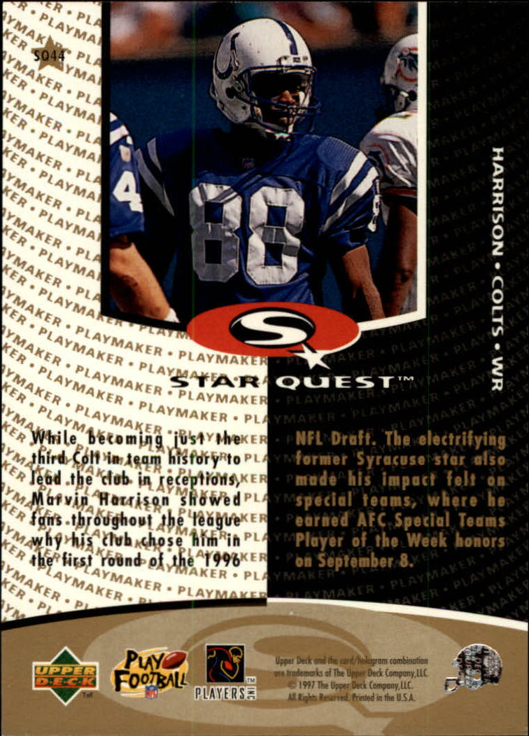 1997 Collector's Choice Star Quest #SQ44 Marvin Harrison back image