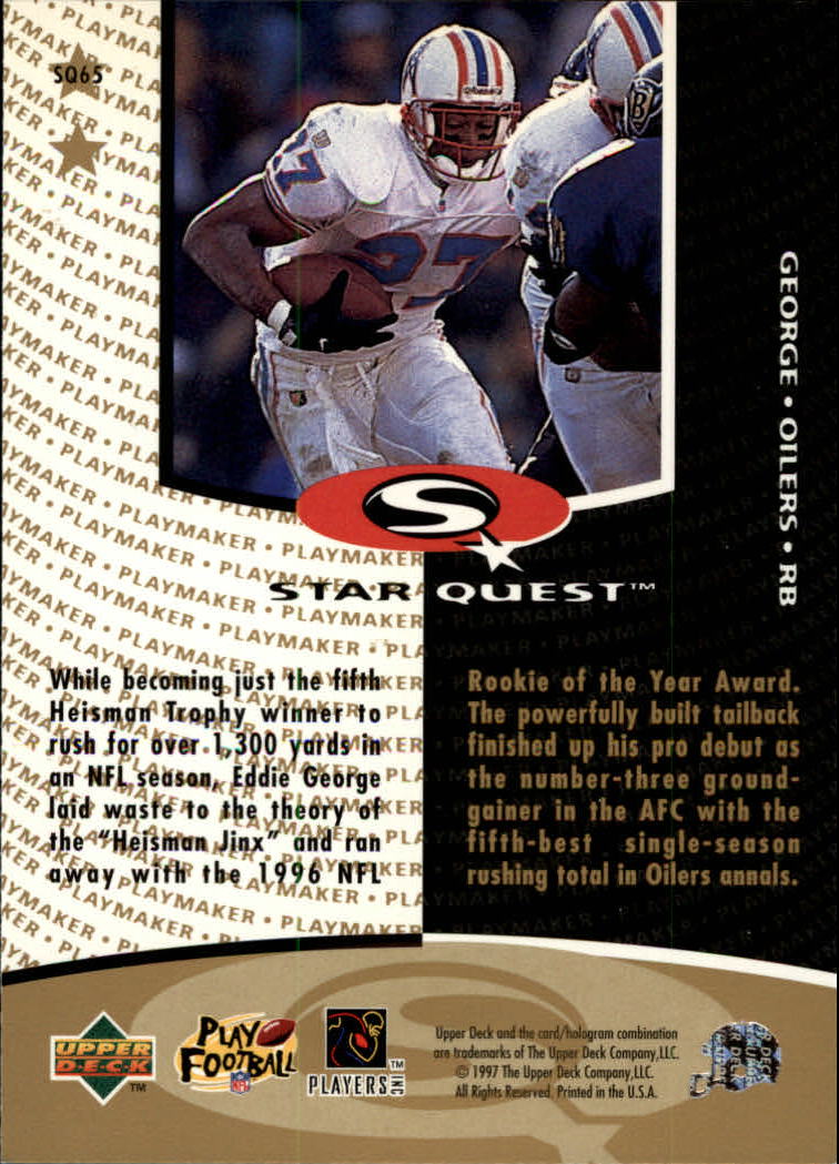 1997 Collector's Choice Star Quest #SQ65 Eddie George back image