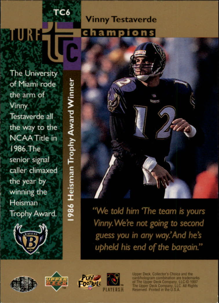 1997 Collector's Choice Turf Champions #TC6 Vinny Testaverde back image