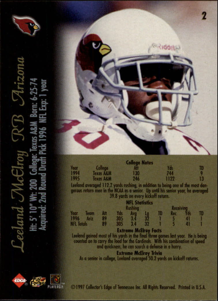 1997 Collector's Edge Extreme #2 Leeland McElroy back image