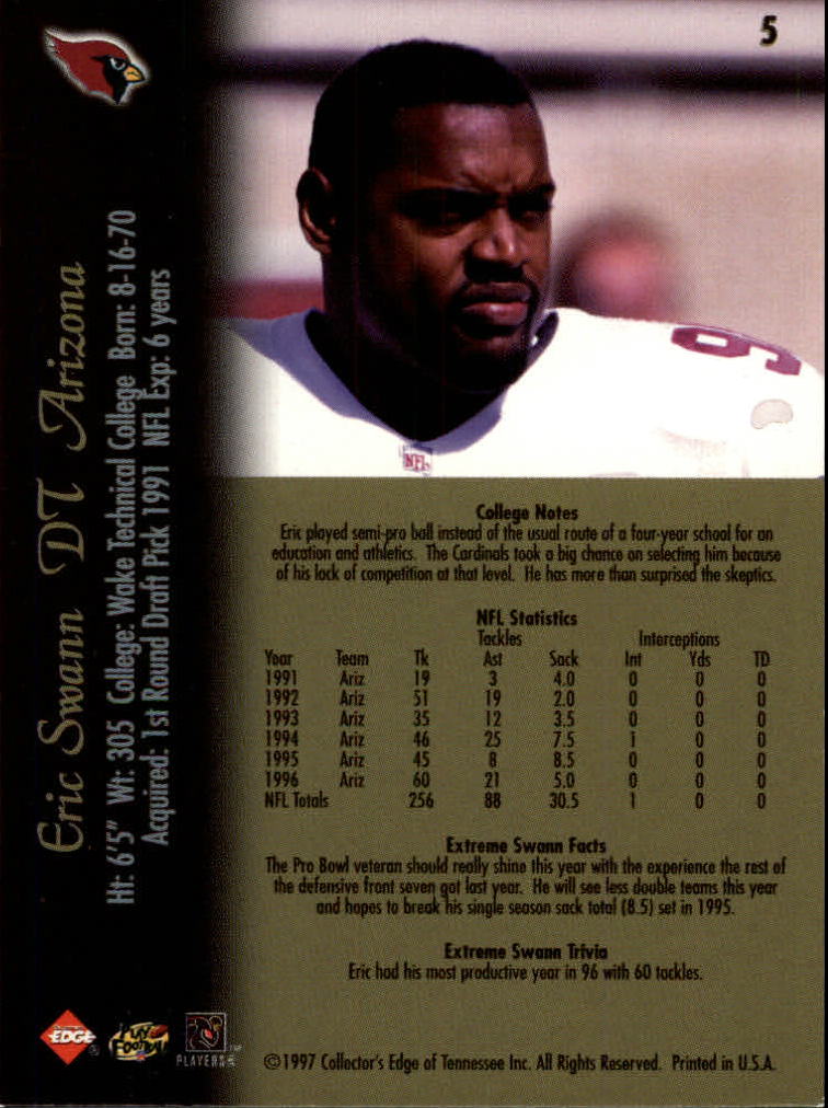 1997 Collector's Edge Extreme #5 Eric Swann back image