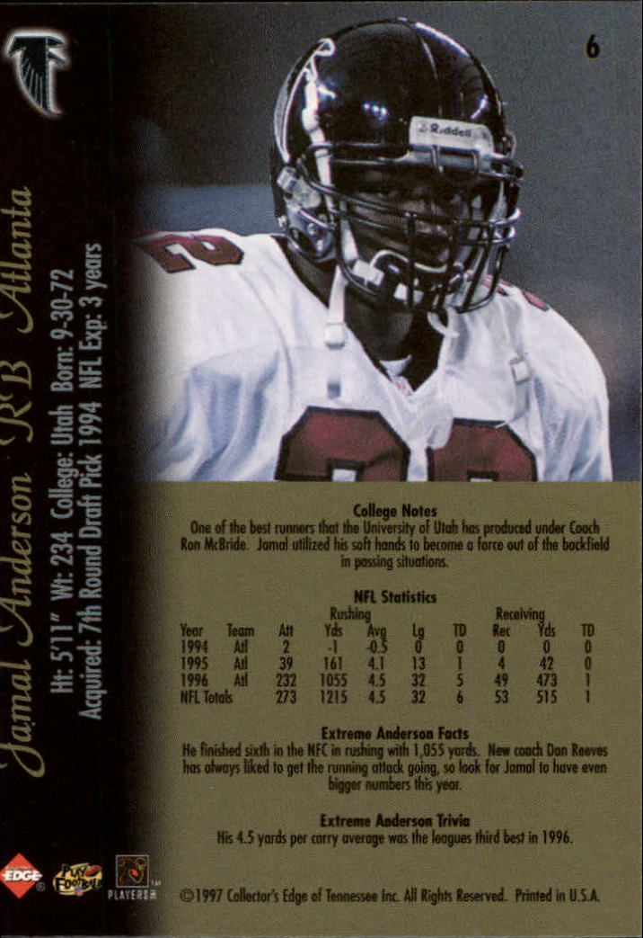 1997 Collector's Edge Extreme #6 Jamal Anderson back image