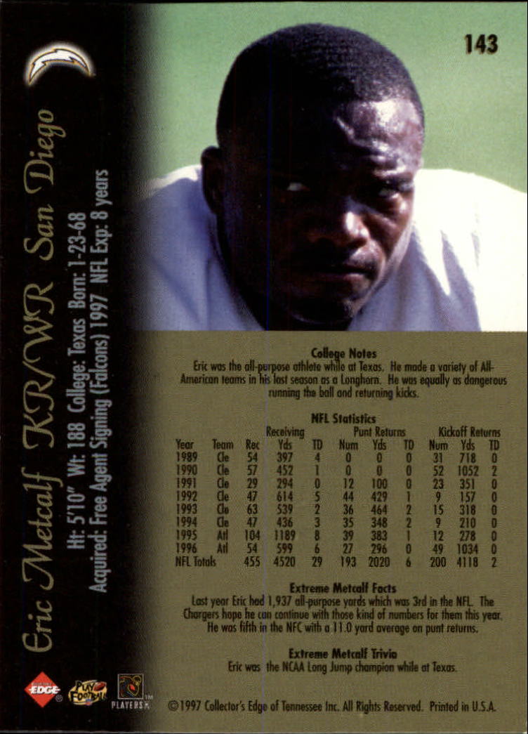 1997 Collector's Edge Extreme #143 Eric Metcalf back image