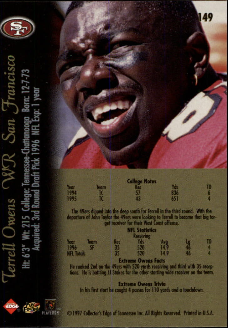 1997 Collector's Edge Extreme #149 Terrell Owens back image