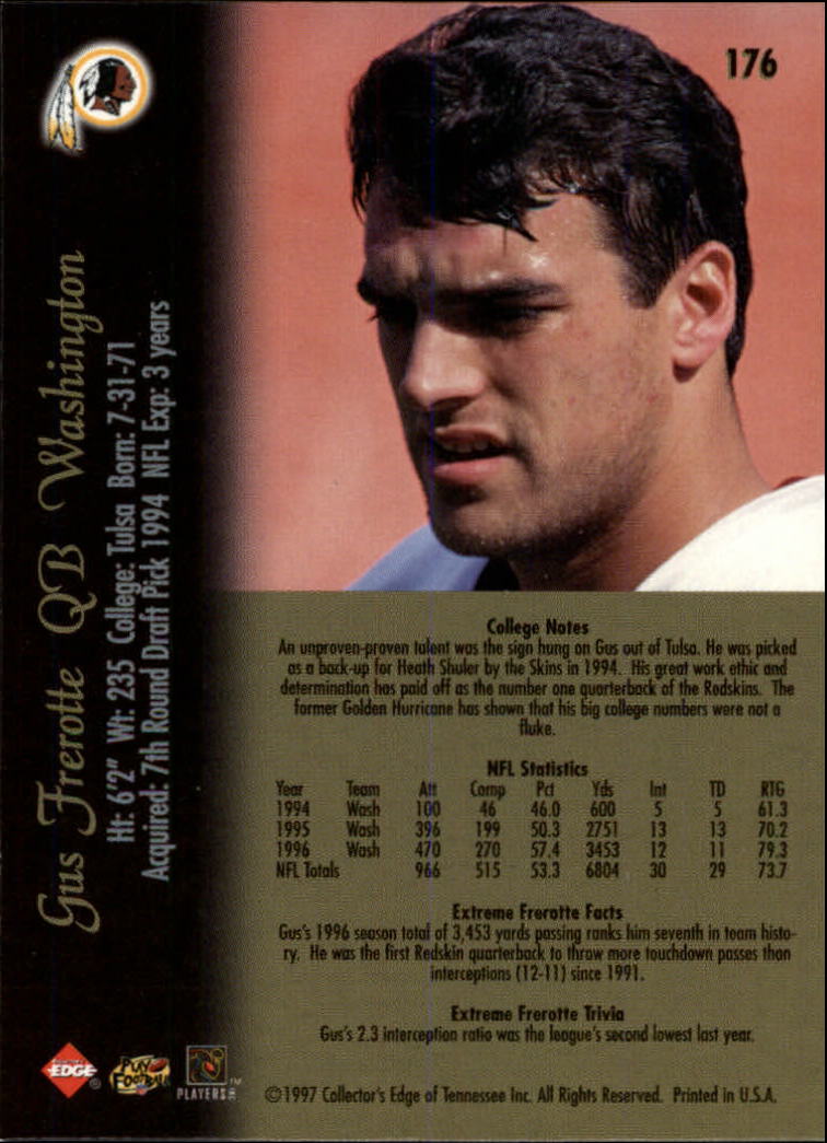 1997 Collector's Edge Extreme #176 Gus Frerotte back image