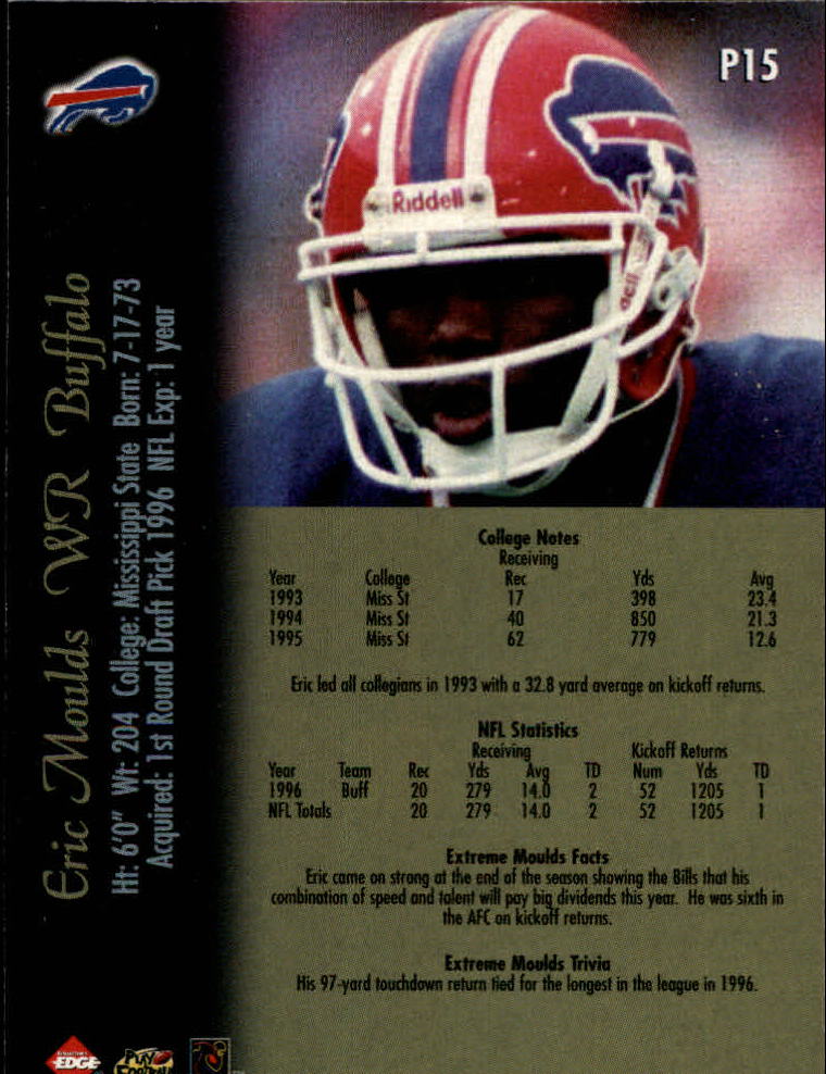 1997 Collector's Edge Extreme Foil #P15 Eric Moulds back image