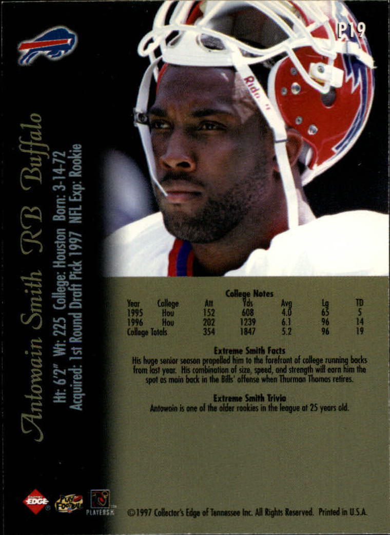 1997 Collector's Edge Extreme Foil #P19 Antowain Smith back image