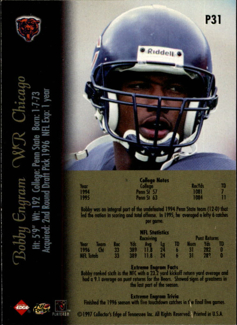 1997 Collector's Edge Extreme Foil #P31 Bobby Engram back image