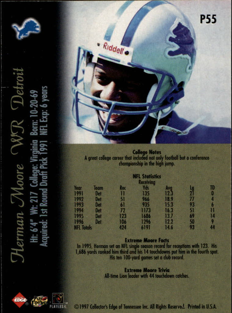 1997 Collector's Edge Extreme Foil #P55 Herman Moore back image
