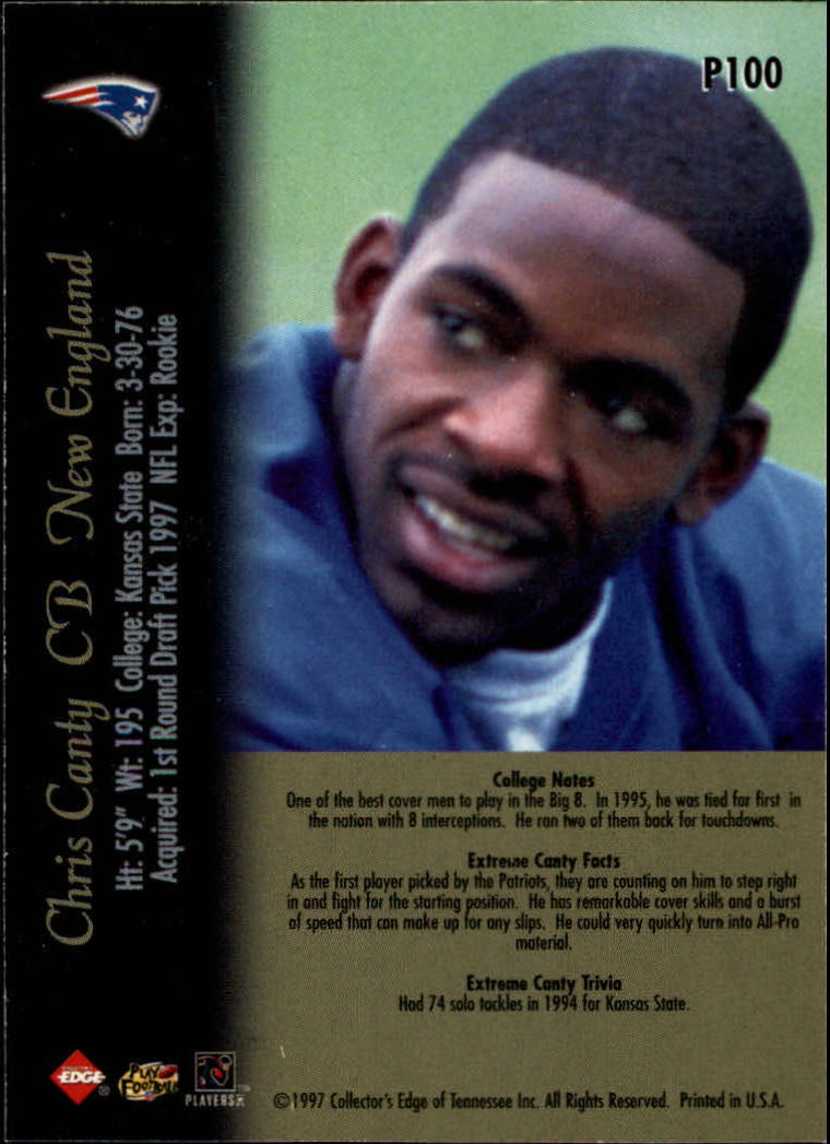 1997 Collector's Edge Extreme Foil #P100 Chris Canty back image