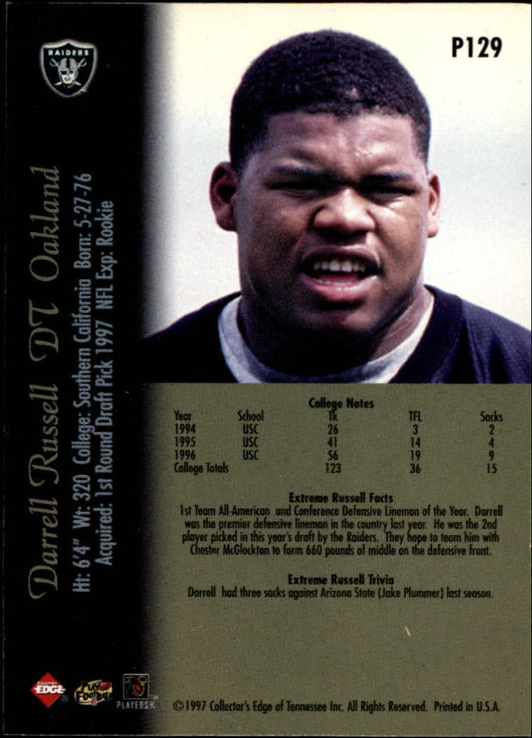 1997 Collector's Edge Extreme Foil #P129 Darrell Russell back image