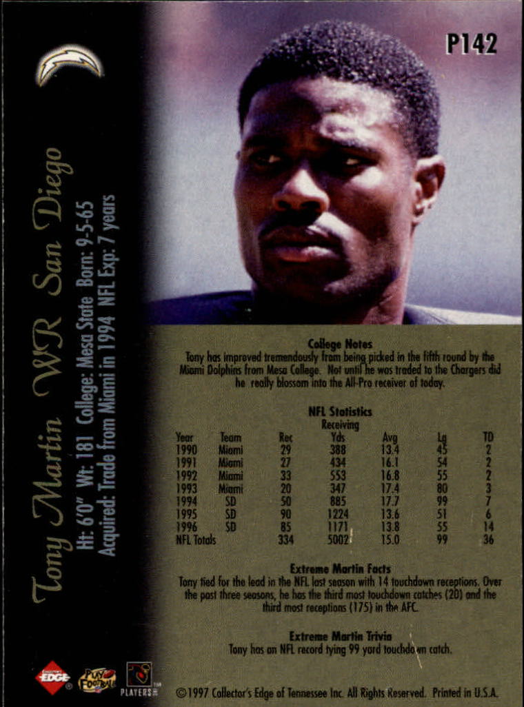 1997 Collector's Edge Extreme Foil #P142 Tony Martin back image