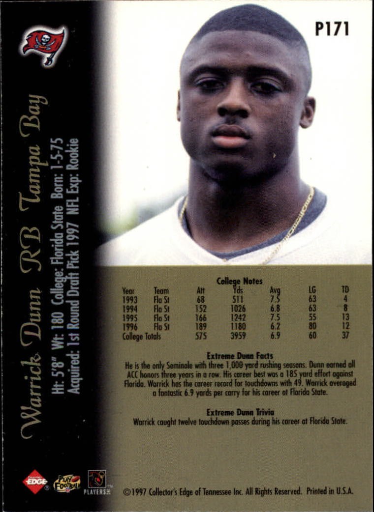 1997 Collector's Edge Extreme Foil #P171 Warrick Dunn G back image