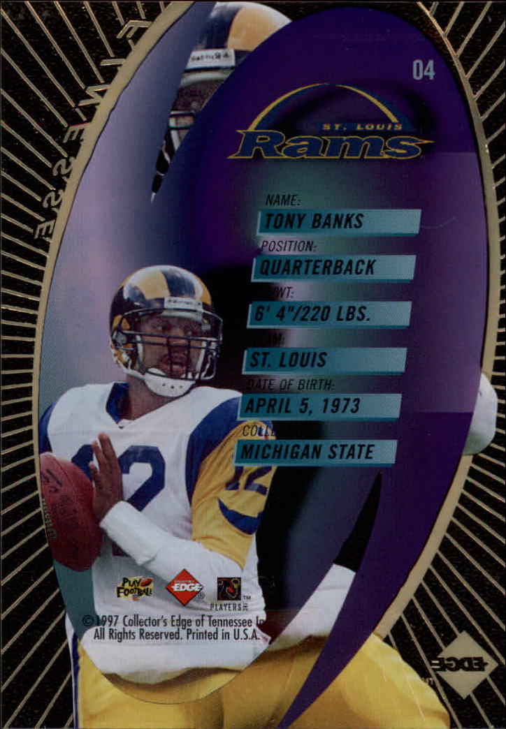 1997 Collector's Edge Extreme Finesse #4 Tony Banks back image