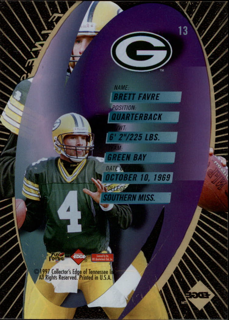 1997 Collector's Edge Extreme Finesse #13 Brett Favre back image