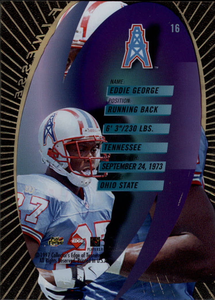 1997 Collector's Edge Extreme Finesse #16 Eddie George back image