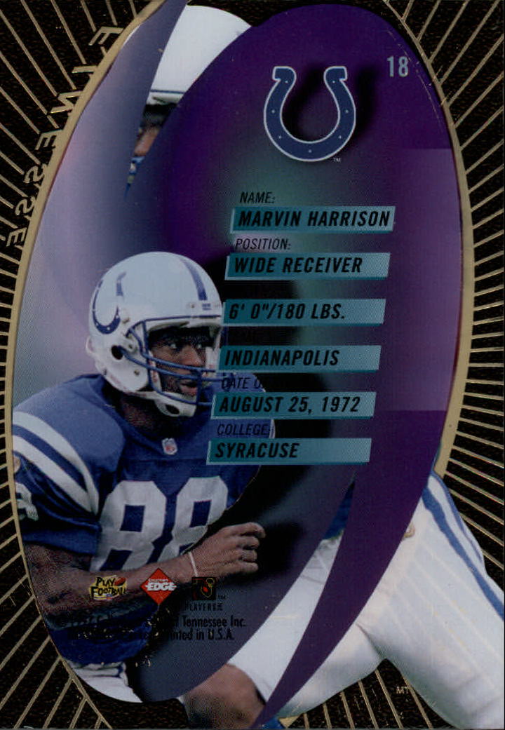 1997 Collector's Edge Extreme Finesse #18 Marvin Harrison back image