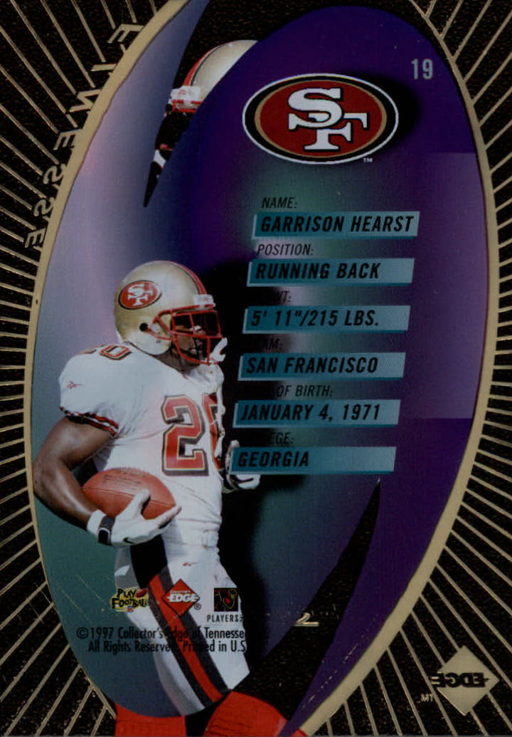 1997 Collector's Edge Extreme Finesse #19 Garrison Hearst back image