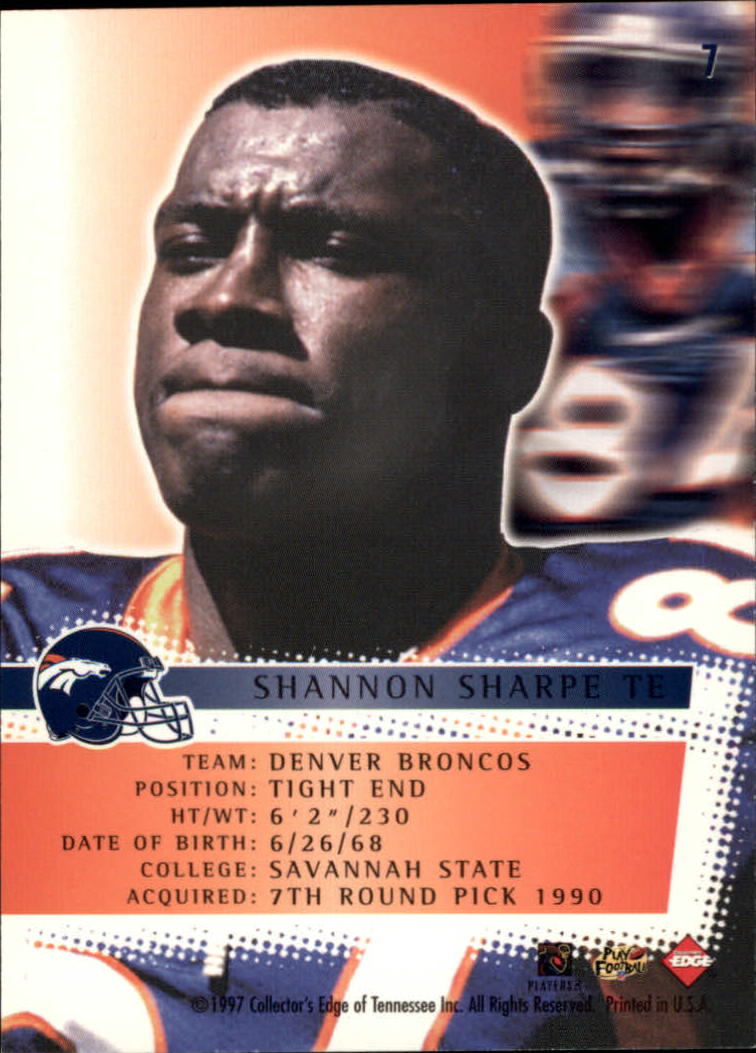 1997 Collector's Edge Extreme Force #7 Shannon Sharpe back image
