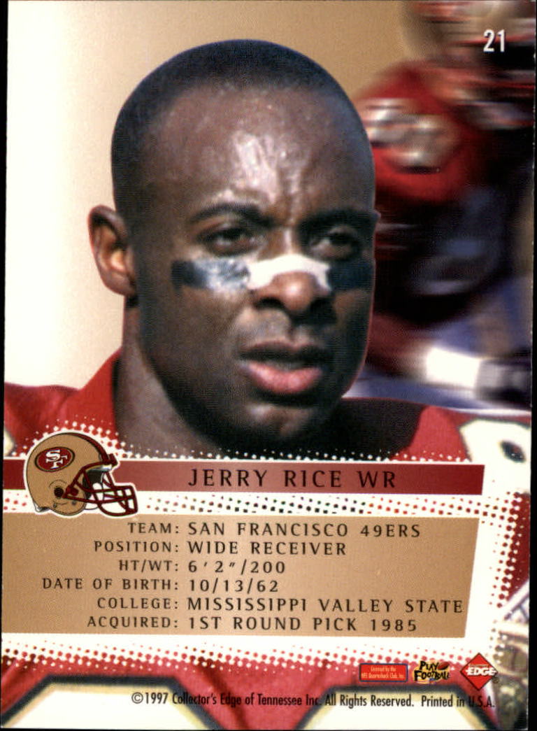 1997 Collector's Edge Extreme Force #21 Jerry Rice back image