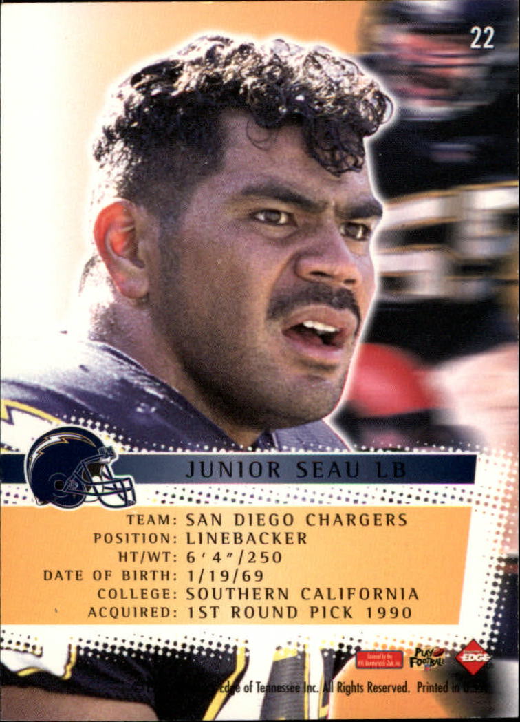 1997 Collector's Edge Extreme Force #22 Junior Seau back image