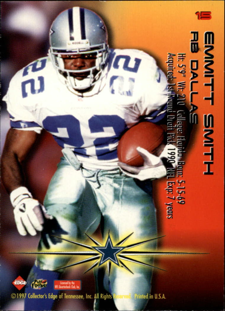 1997 Collector's Edge Extreme Fury #15 Emmitt Smith back image