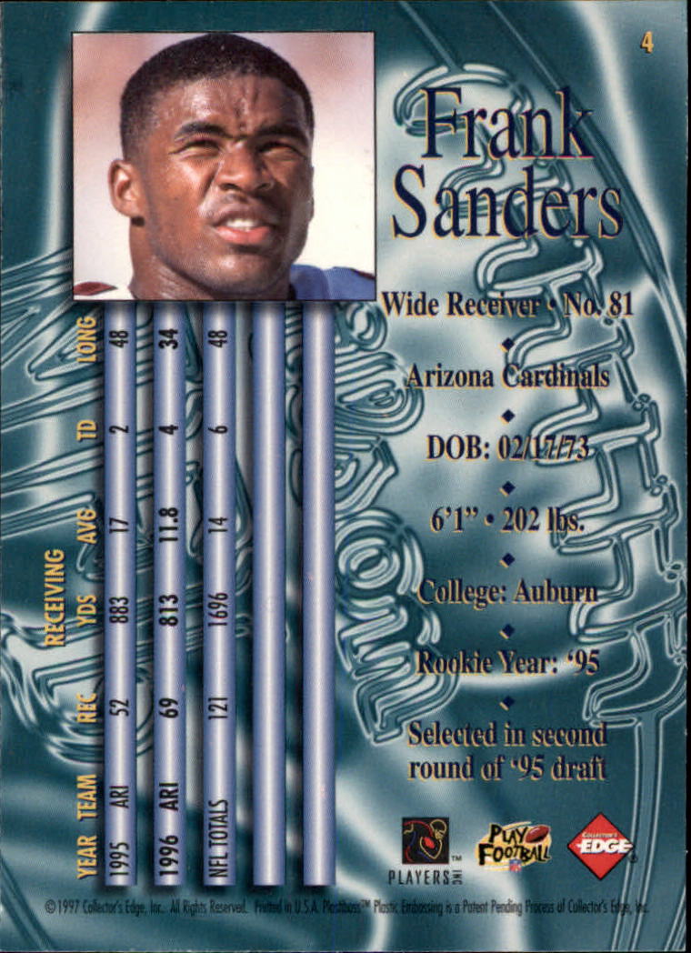 1997 Collector's Edge Masters #4 Frank Sanders back image