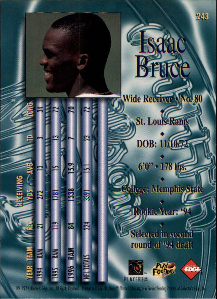 1997 Collector's Edge Masters #243 Isaac Bruce back image