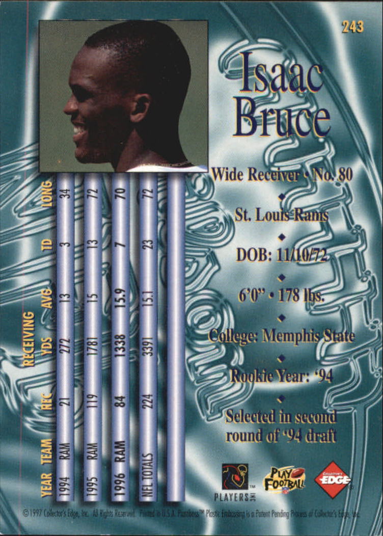 1997 Collector's Edge Masters Retail #243 Isaac Bruce back image