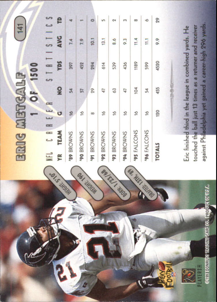 1997 Donruss Press Proofs Silver #141 Eric Metcalf back image