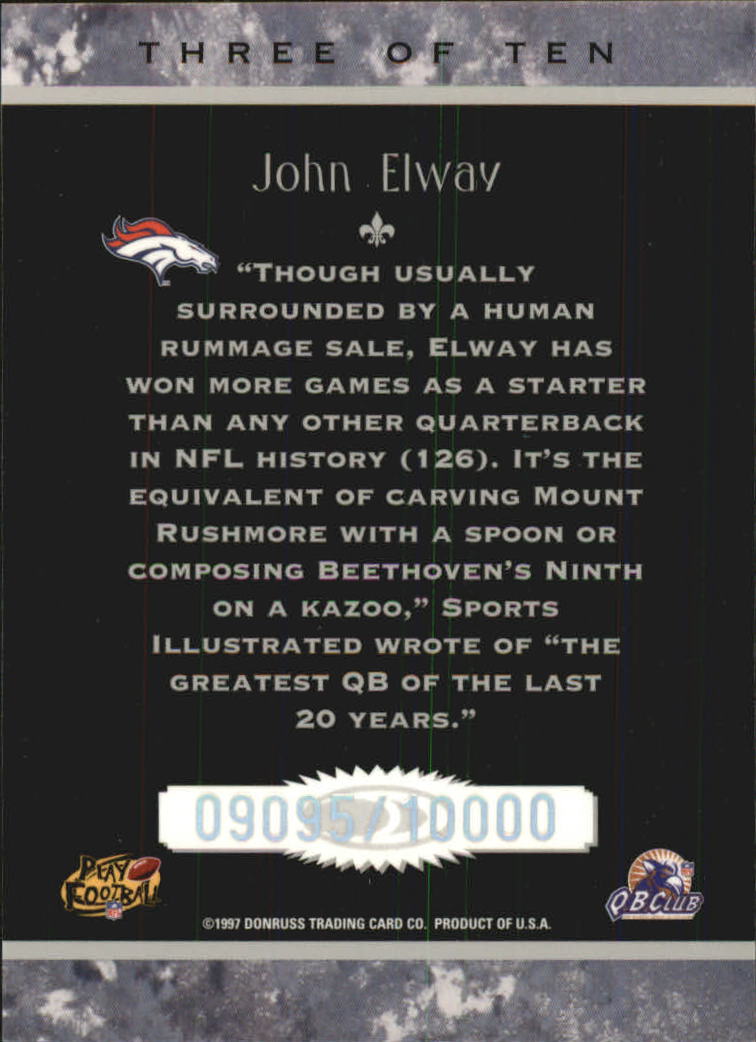 1997 Donruss Legends of the Fall #3 John Elway back image