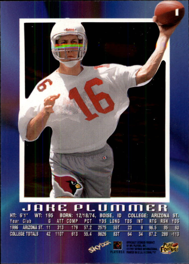 1997 E-X2000 #1 Jake Plummer RC back image