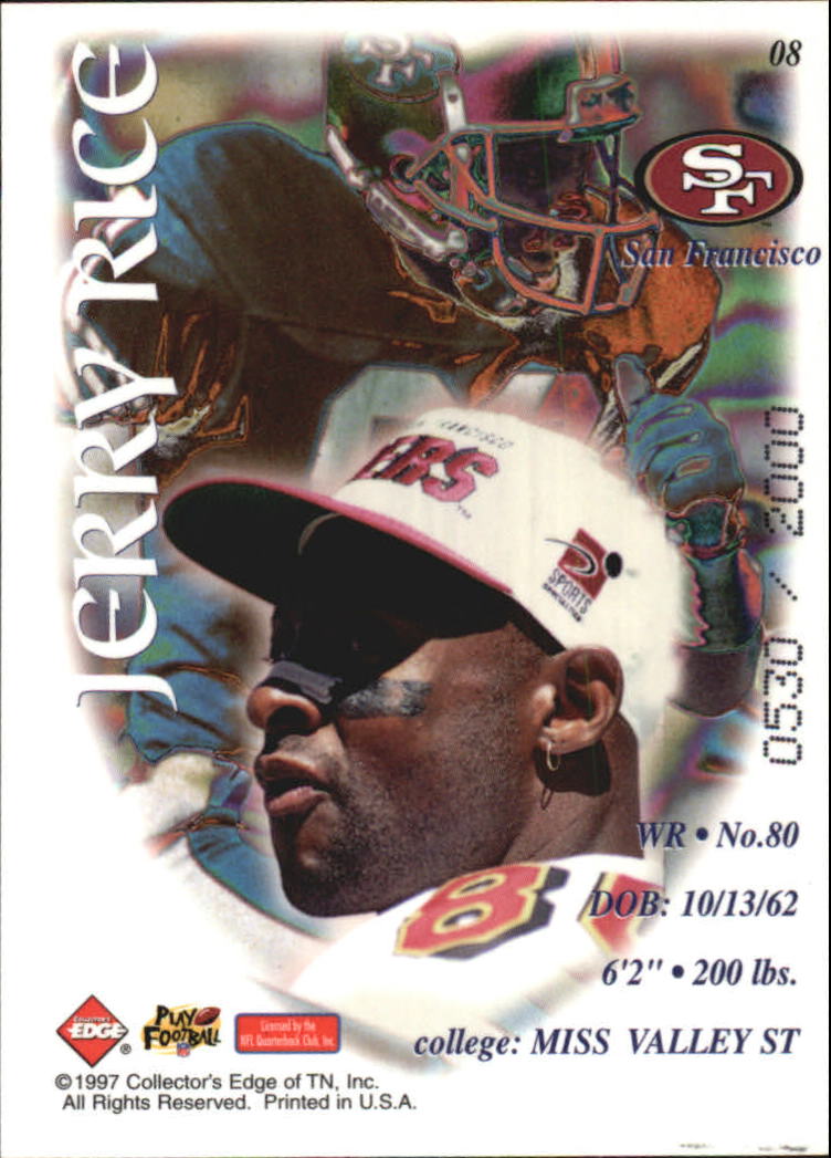 1997 Excalibur 22K Knights #8 Jerry Rice back image