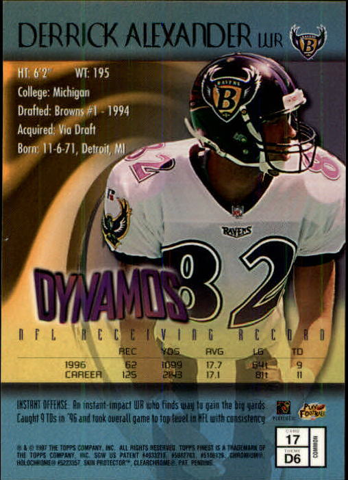 1997 Finest #17 Derrick Alexander WR B back image