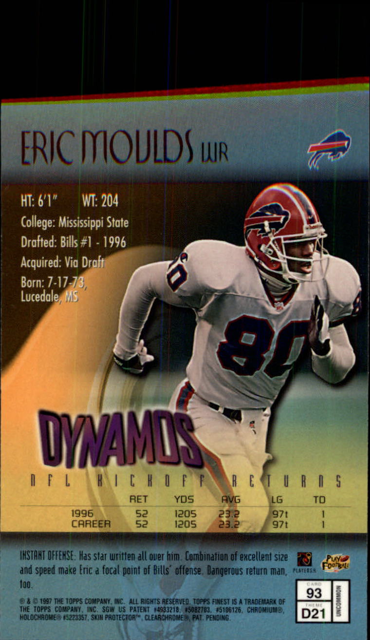 1997 Finest #93 Eric Moulds B UER back image