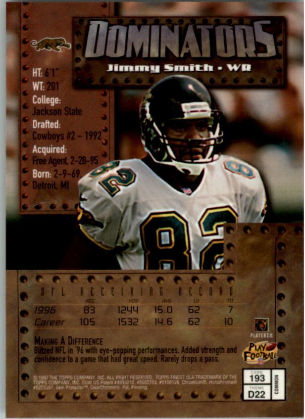 1997 Finest #193 Jimmy Smith B back image
