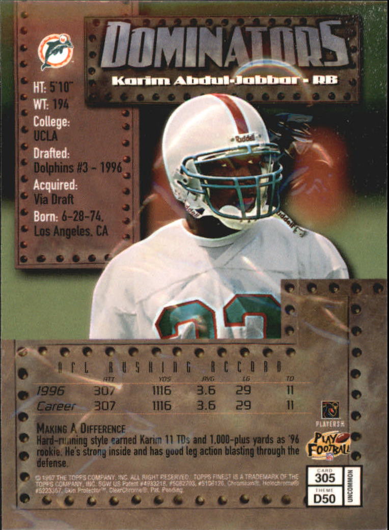 1997 Finest Embossed #305 Karim Abdul-Jabbar S back image