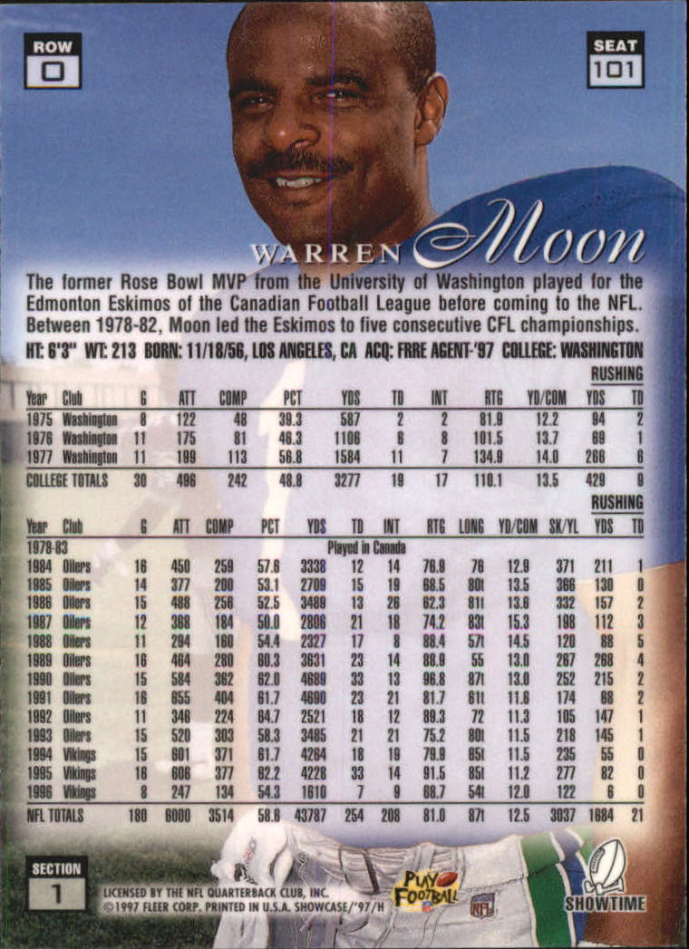 1997 Flair Showcase Row 0 #101 Warren Moon back image