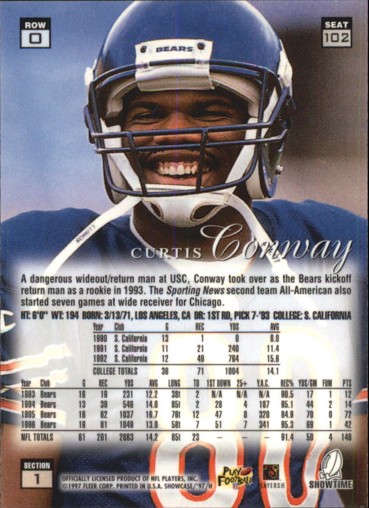 1997 Flair Showcase Row 0 #102 Curtis Conway back image