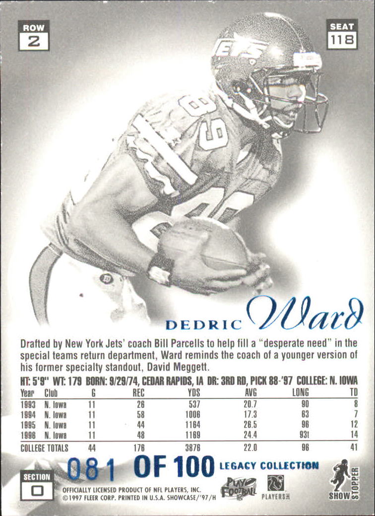 1997 Flair Showcase Legacy Collection #A118 Dedric Ward back image
