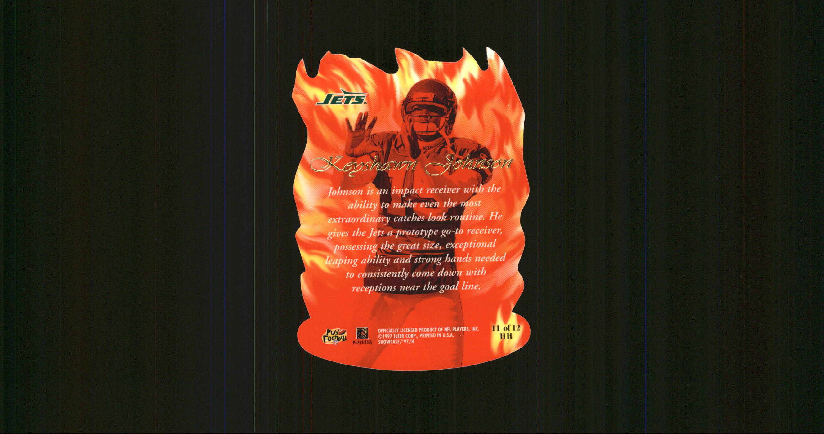 1997 Flair Showcase Hot Hands #HH11 Keyshawn Johnson back image