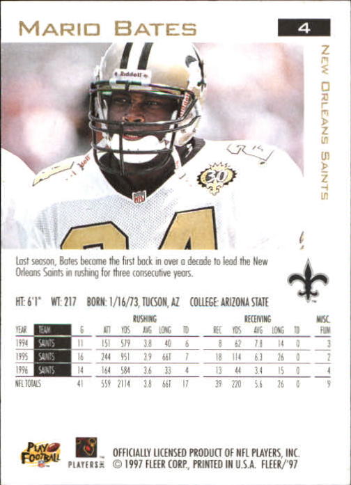 1997 Fleer Football "Main Set" Base Cards - Picture 5 of 187