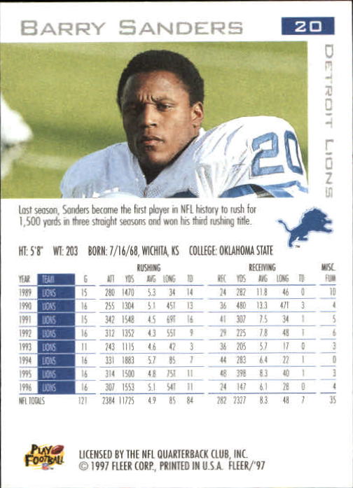 1997 Fleer Football "Main Set" Base Cards - Picture 19 of 187