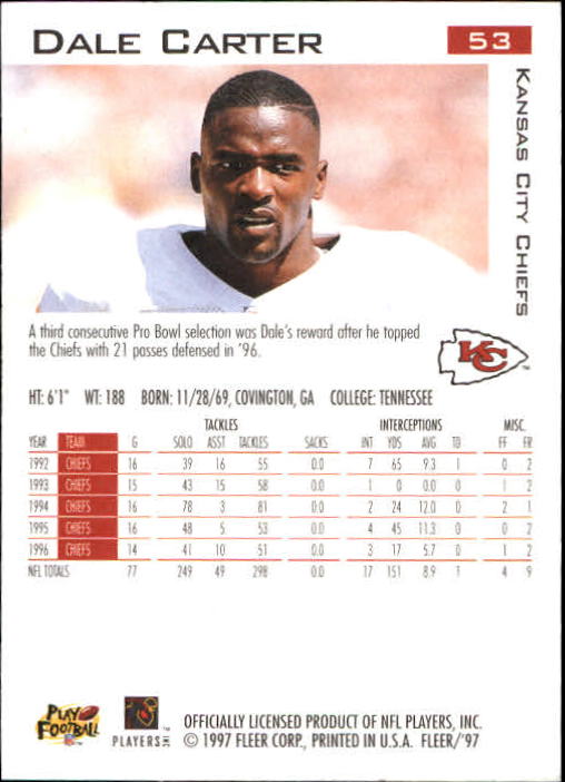 1997 Fleer Football "Main Set" Base Cards - Picture 39 of 187